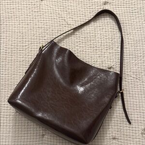 Zara Rich Brown Leather Shoulder Bag